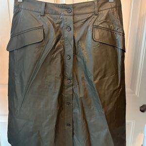 Banana Republic Green Button-Down Vegan Leather Skirt NWT size 8 petite